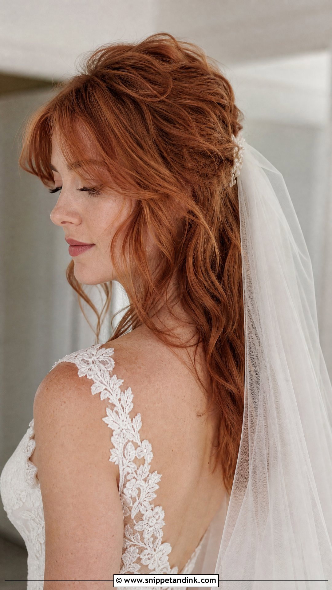 Textured Mullet Wedding Hair With Veil - Snippet and Ink - 20 Mullet Wedding Hair Ideas