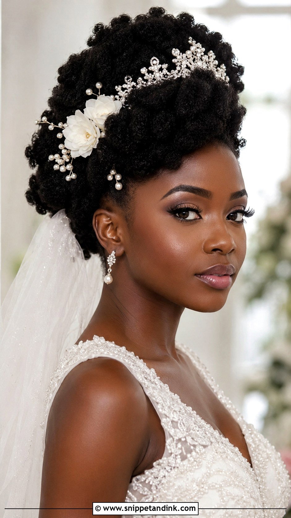Textured Natural Puff Updo - Snippet and Ink - 25 Bridal Hairstyles Black Women