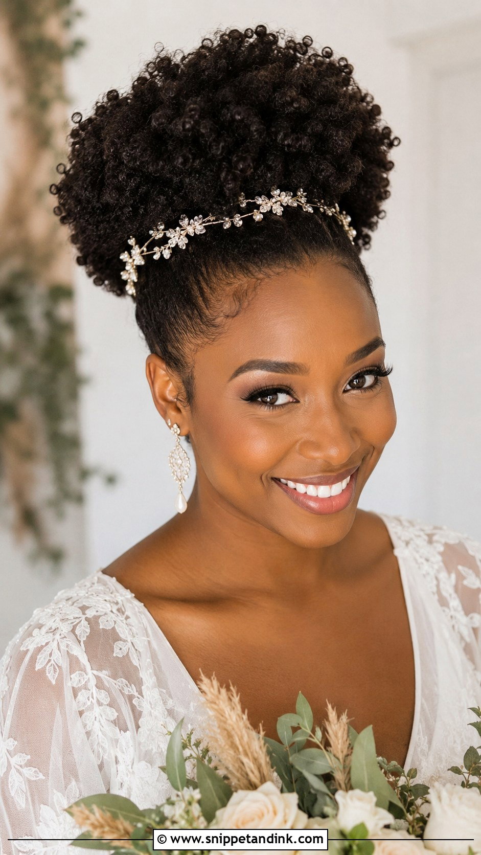 Textured Natural Puff Updo - Snippet and Ink - 20 Bridal Hair Updo Black Women Ideas