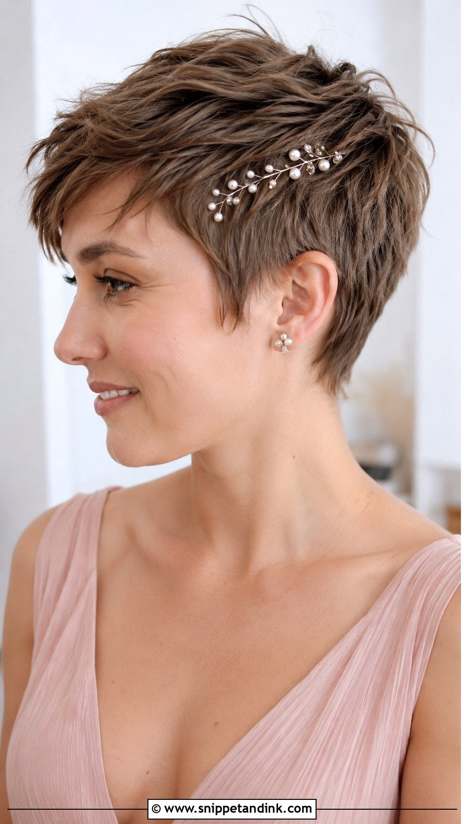 Textured Pixie Cut With Hairpins - Snippet and Ink - 20 Short Hair Maid of Honor Hairstyles
