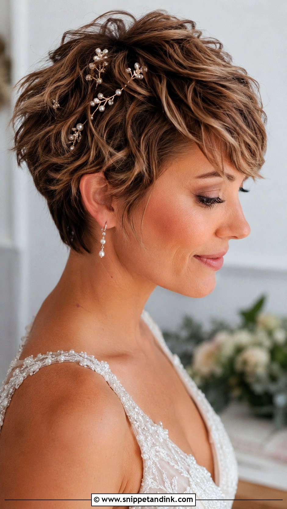 Textured Pixie With Decorative Hairpins - Snippet and Ink - 25 Wedding Hair Styles Short Hair