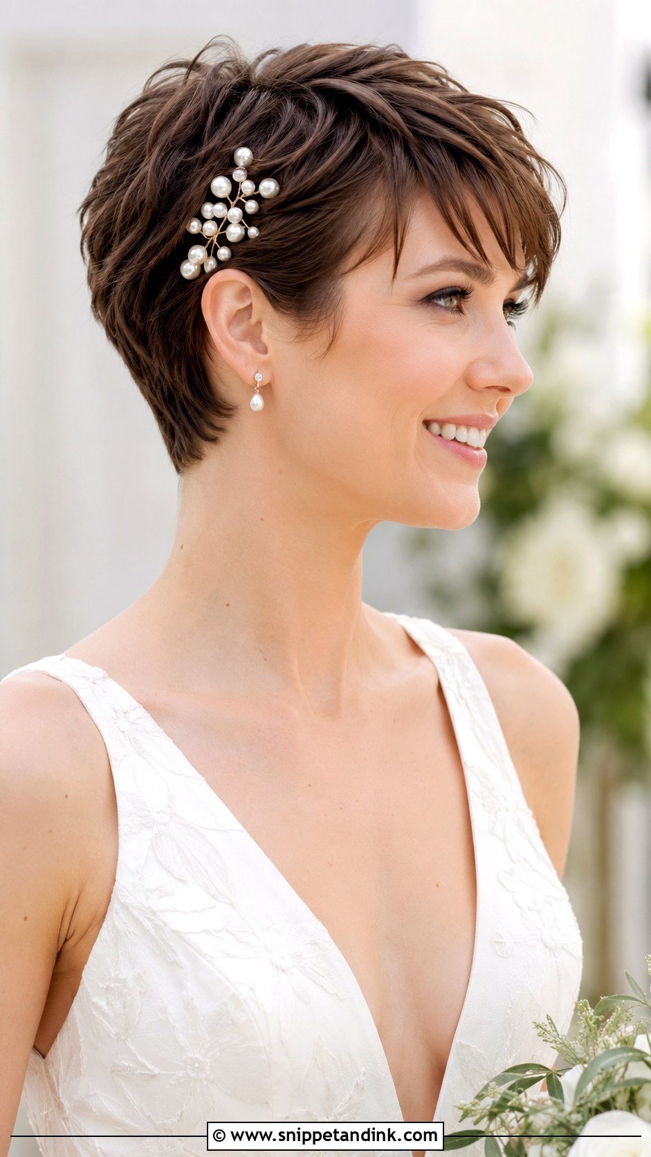 Textured Pixie With Hairpins - Snippet and Ink - 30 Wedding Hairstyles Short Hair