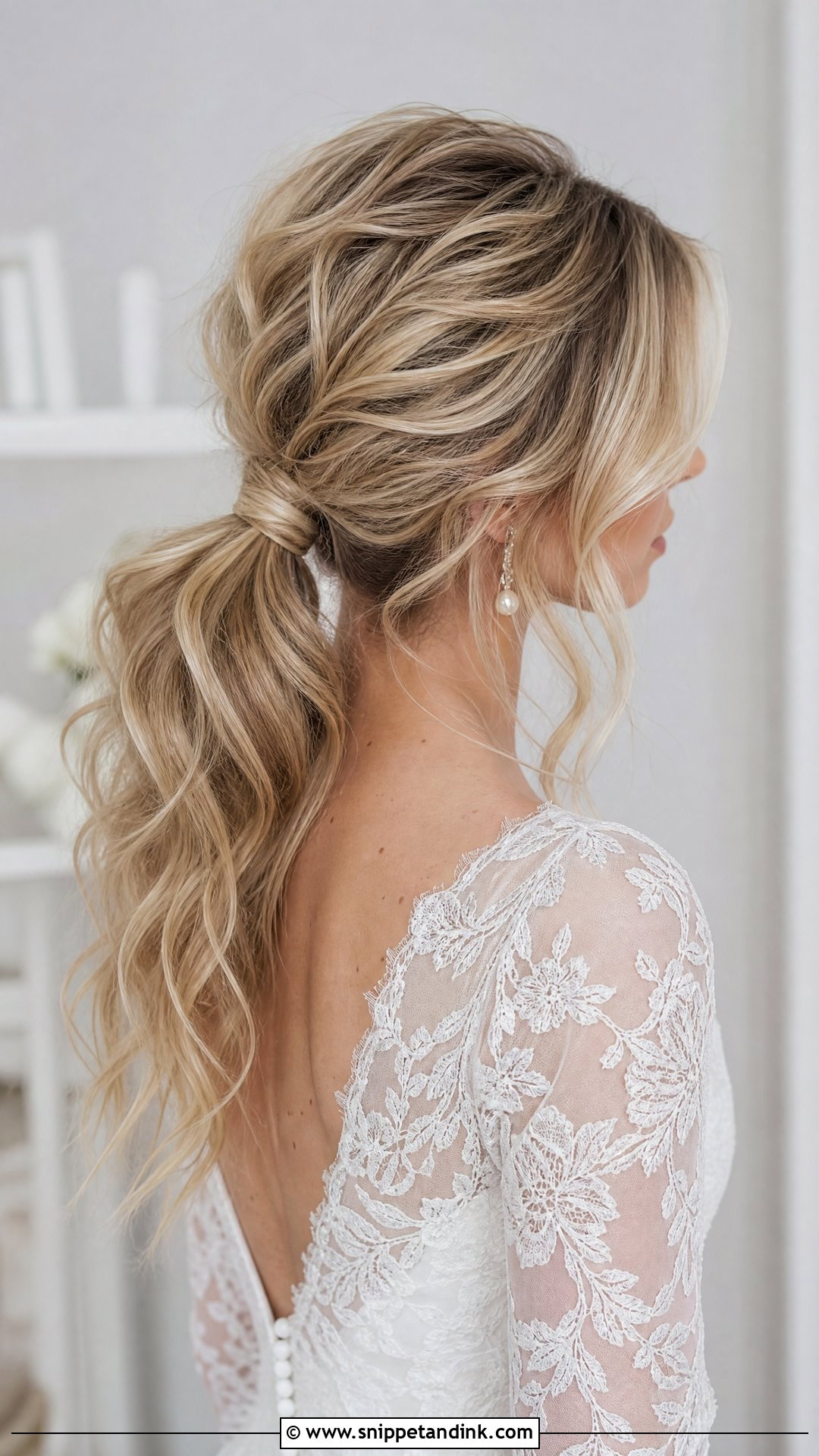 Textured Ponytail Wedding Hair - Snippet and Ink - 20 Power Ponytail Wedding Ideas