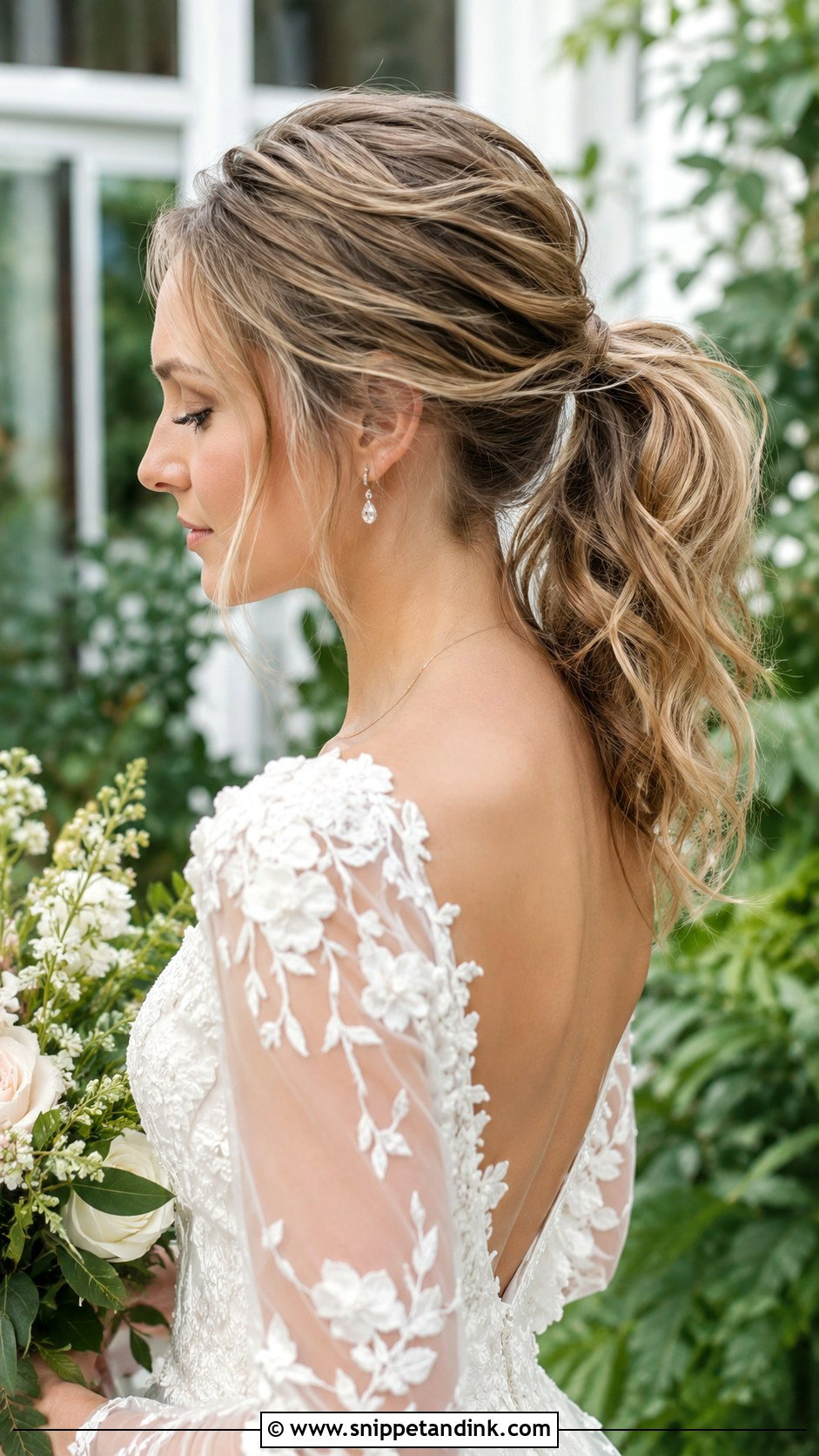 Textured Ponytail Wedding Hairstyle - Snippet and Ink - 20 Fancy Ponytail Wedding Hairstyles