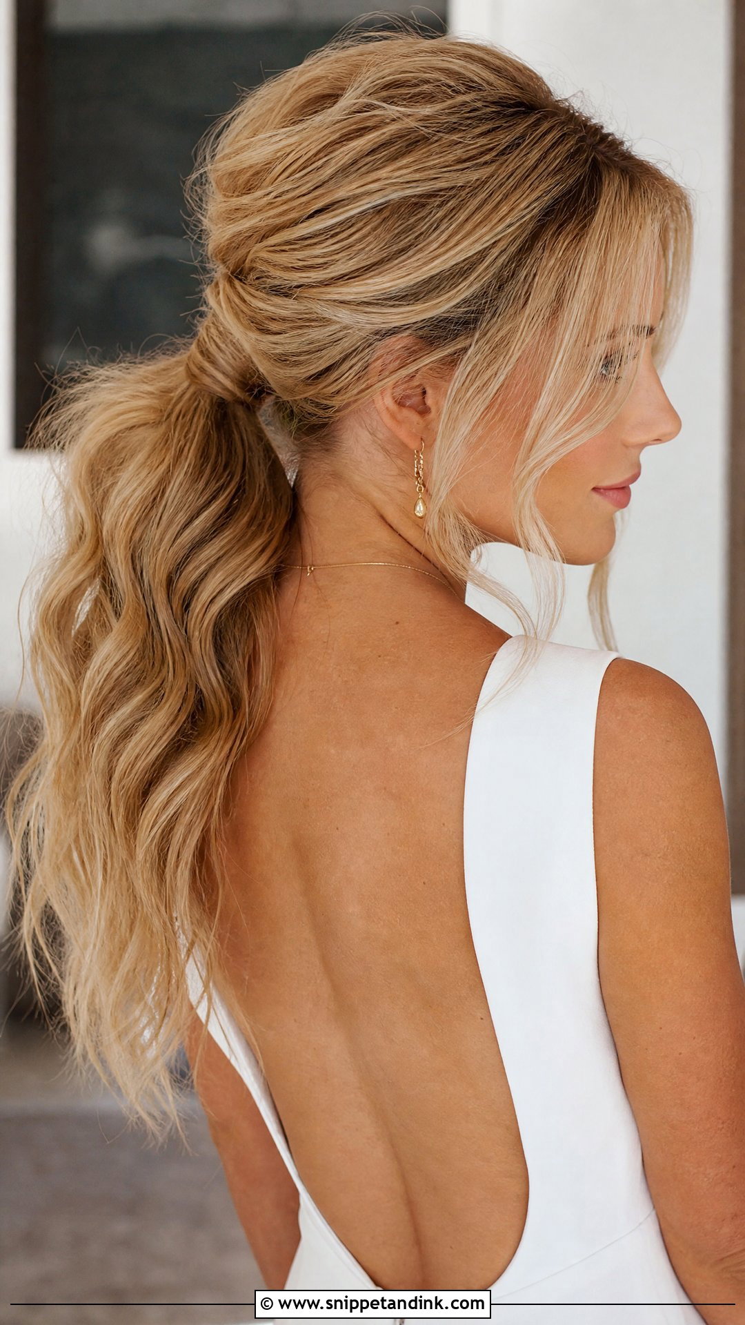 Textured Ponytail Wedding Hairstyle - Snippet and Ink - 20 Medium Wedding Hairstyle Ideas