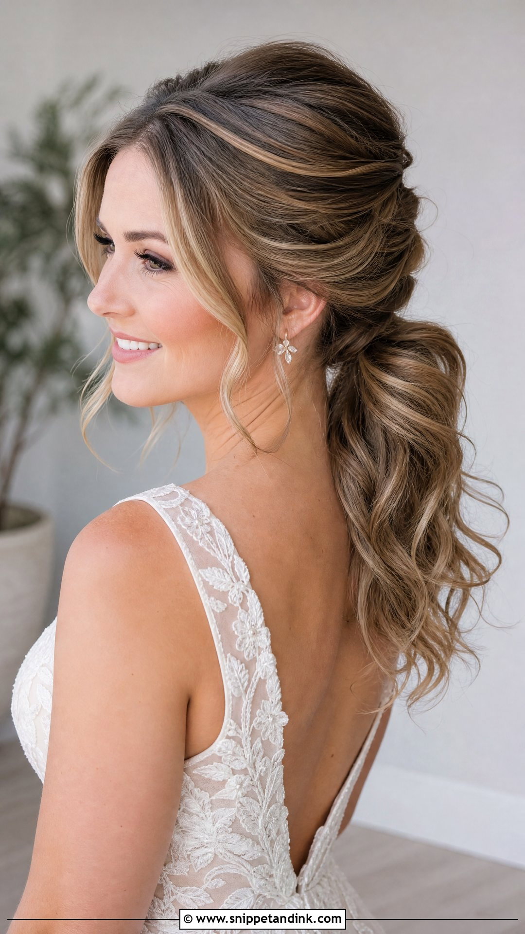 Textured Ponytail Wedding Hairstyle - Snippet and Ink - 15 Classy Ponytail Wedding Hairstyles