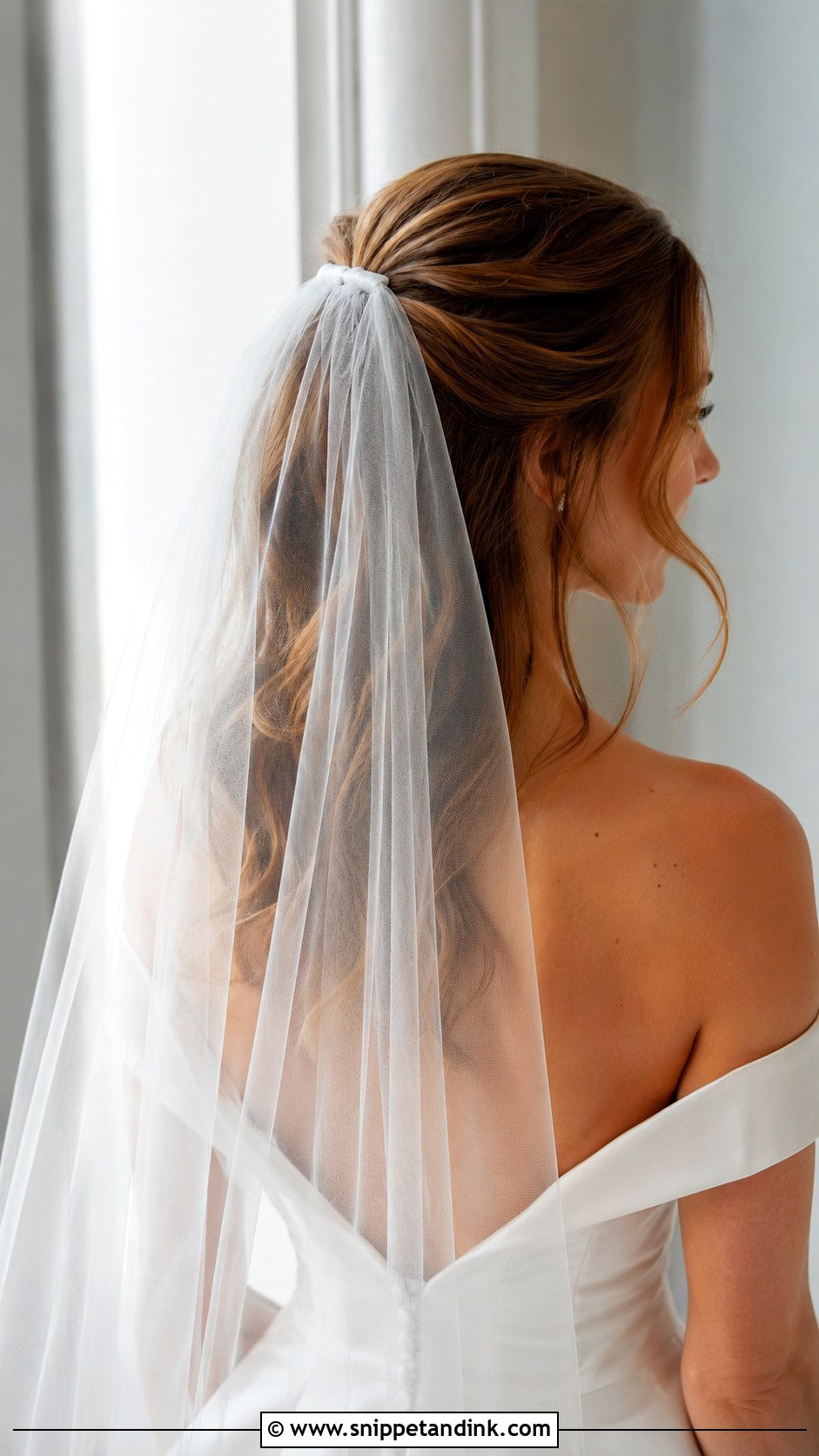 Textured Ponytail With Veil - Snippet and Ink - 20 Textured Ponytail Wedding Ideas