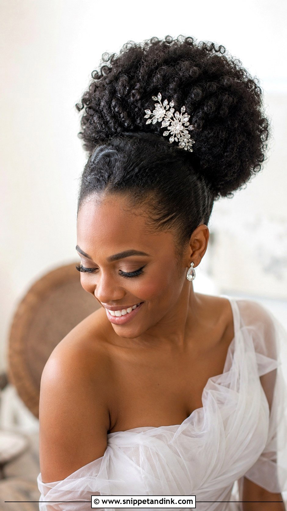 Textured Puff Updo - Snippet and Ink - 20 Black Hair Wedding Hairstyles
