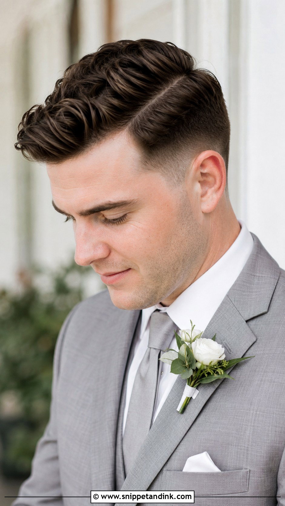 Textured Side Part With Fade - Snippet and Ink - 20 Groom Hair Ideas