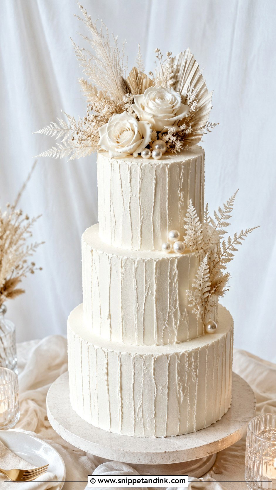 Textured Striped Wedding Cake - Snippet and Ink - 20 Striped Wedding Cake Ideas