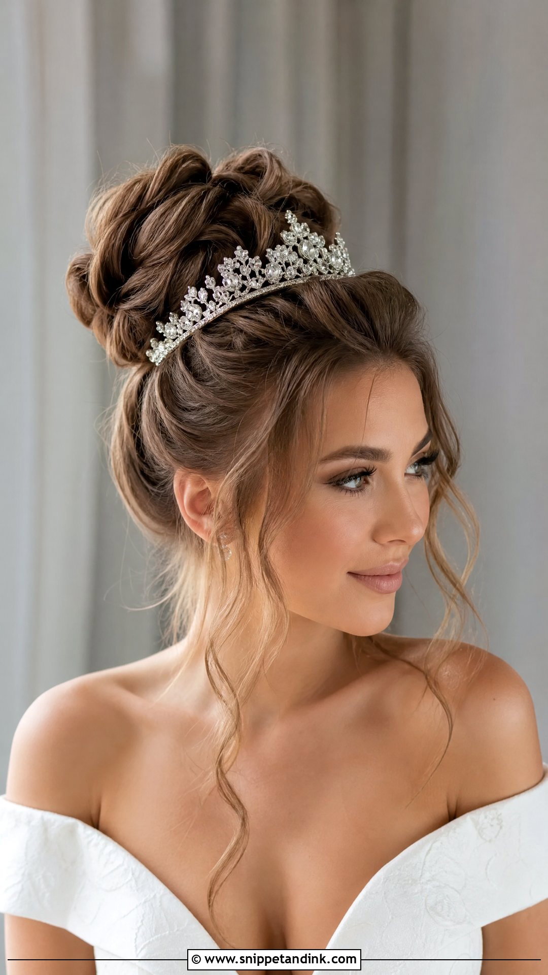 Textured Top Knot With Tiara - Snippet and Ink - 20 Wedding Hairstyles with Tiara