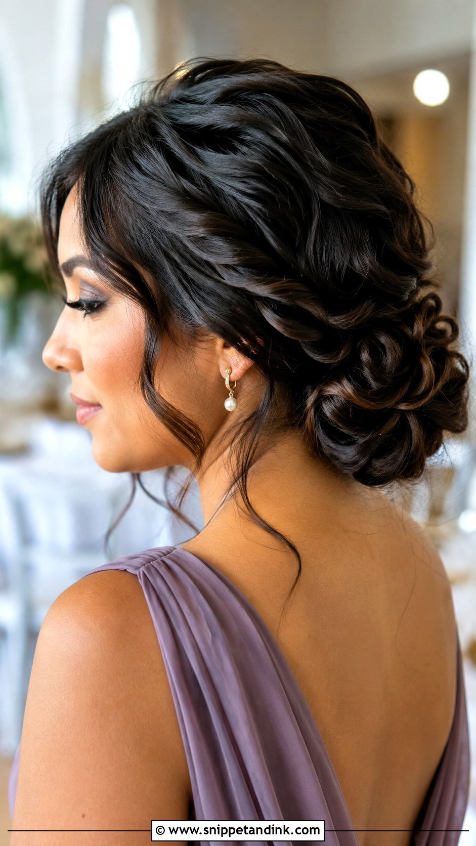 Textured Updo Bridesmaid Hairstyle For Dark Hair - Snippet and Ink - 20 Bridesmaid Hairstyles Dark Hair