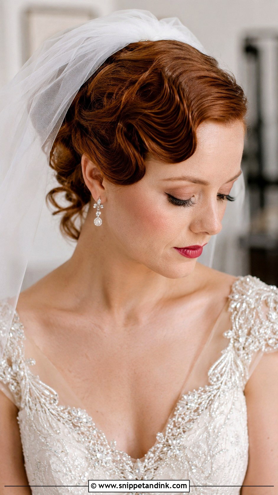 Textured Updo With Fingerwaves Veil - Snippet and Ink - 20 Brides Hairstyles with Veil