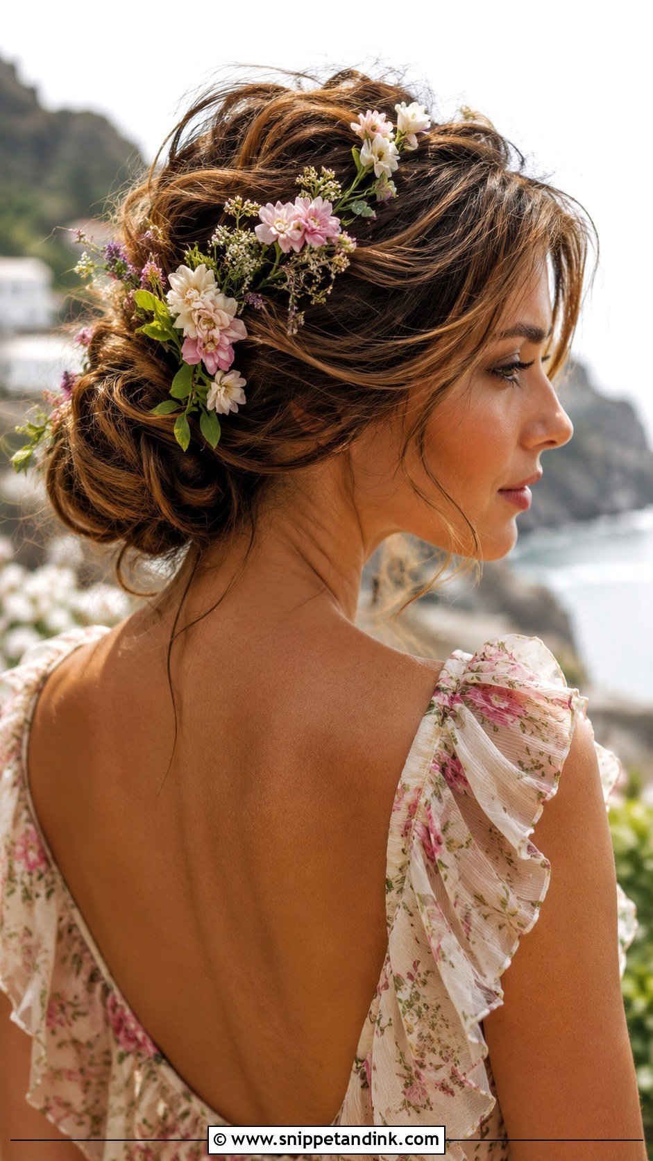Textured Updo With Flowers - Snippet and Ink - 30 Bridal Hair Updo Ideas