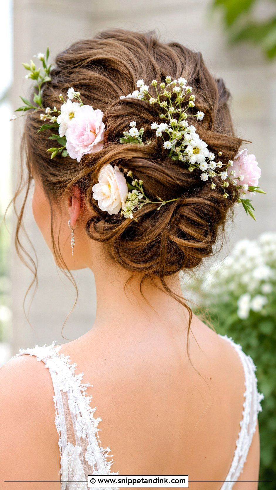 Textured Updo With Flowers - Snippet and Ink - 20 Wedding Hairstyles for Women