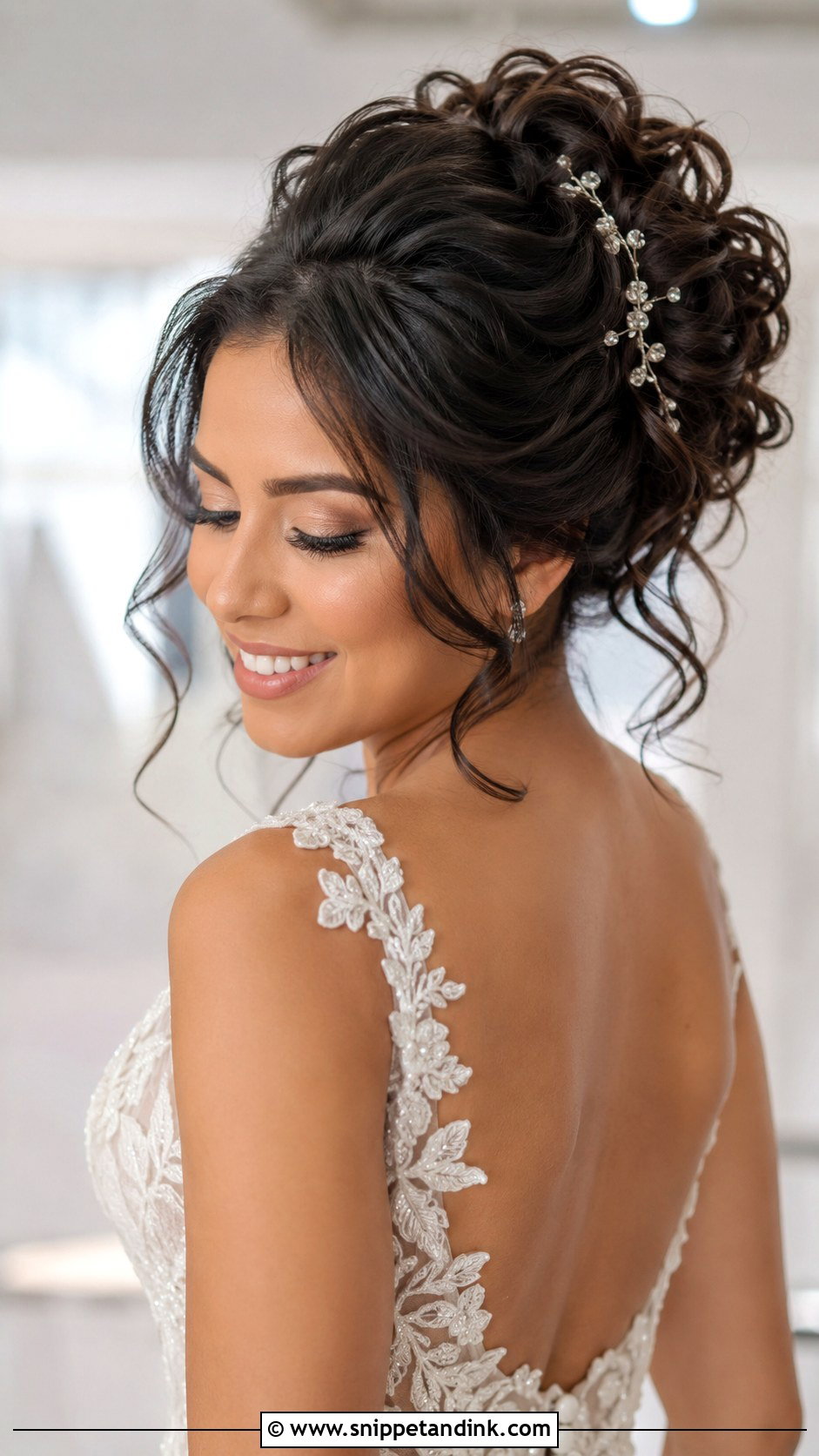 Textured Updo With Loose Curls - Snippet and Ink - 30 Loose Updo Wedding Ideas
