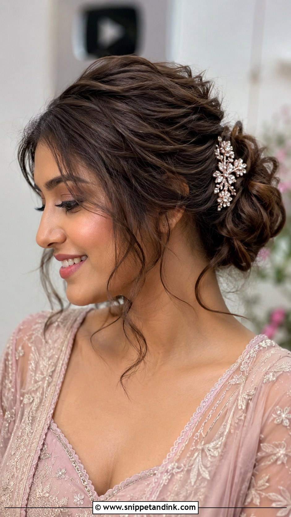Textured Updo With Loose Pieces - Snippet and Ink - 30 Engagement Hairstyles Front Look