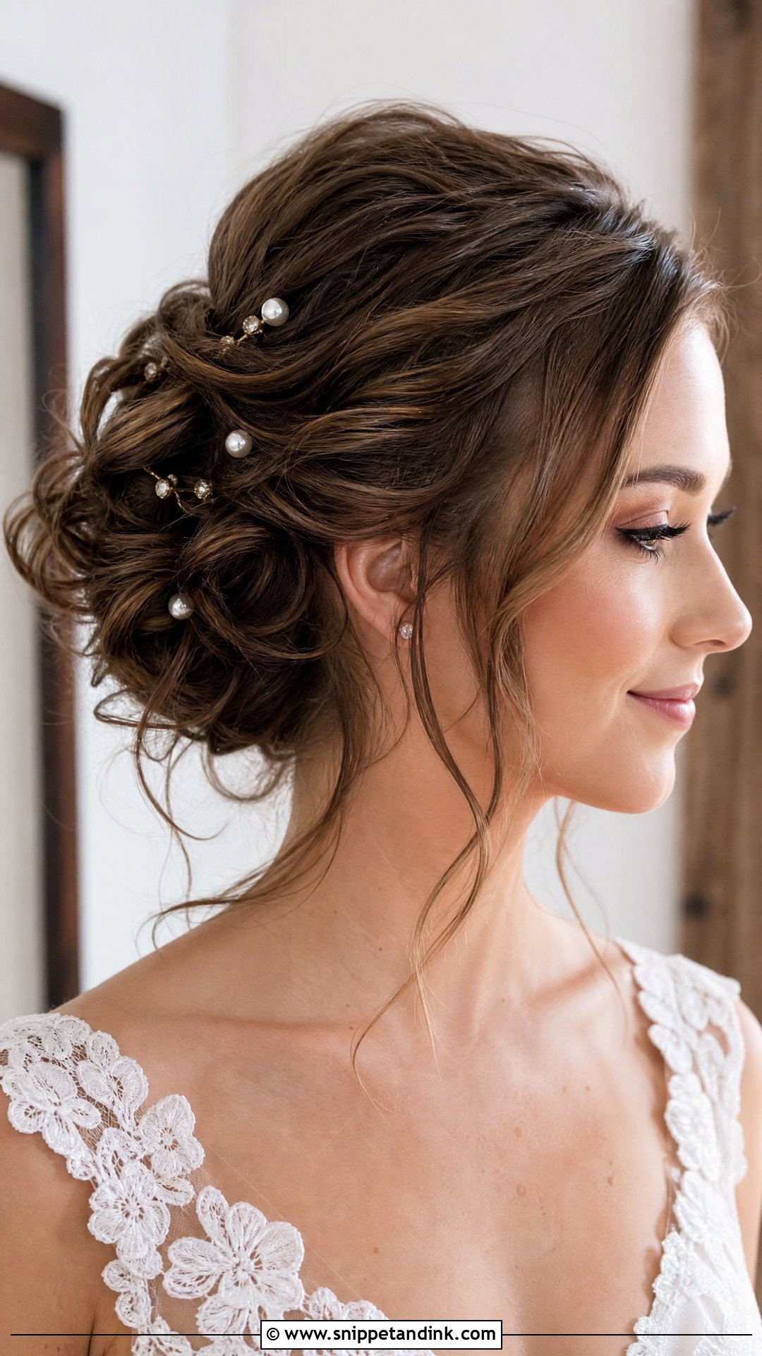 Textured Updo With Loose Pieces - Snippet and Ink - 20 Wedding Hair 2025 Ideas