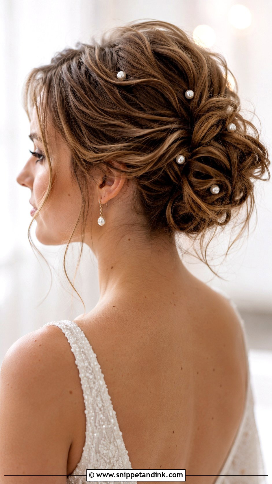 Textured Updo With Pearls - Snippet and Ink - 25 Bridal Updos for Long Hair
