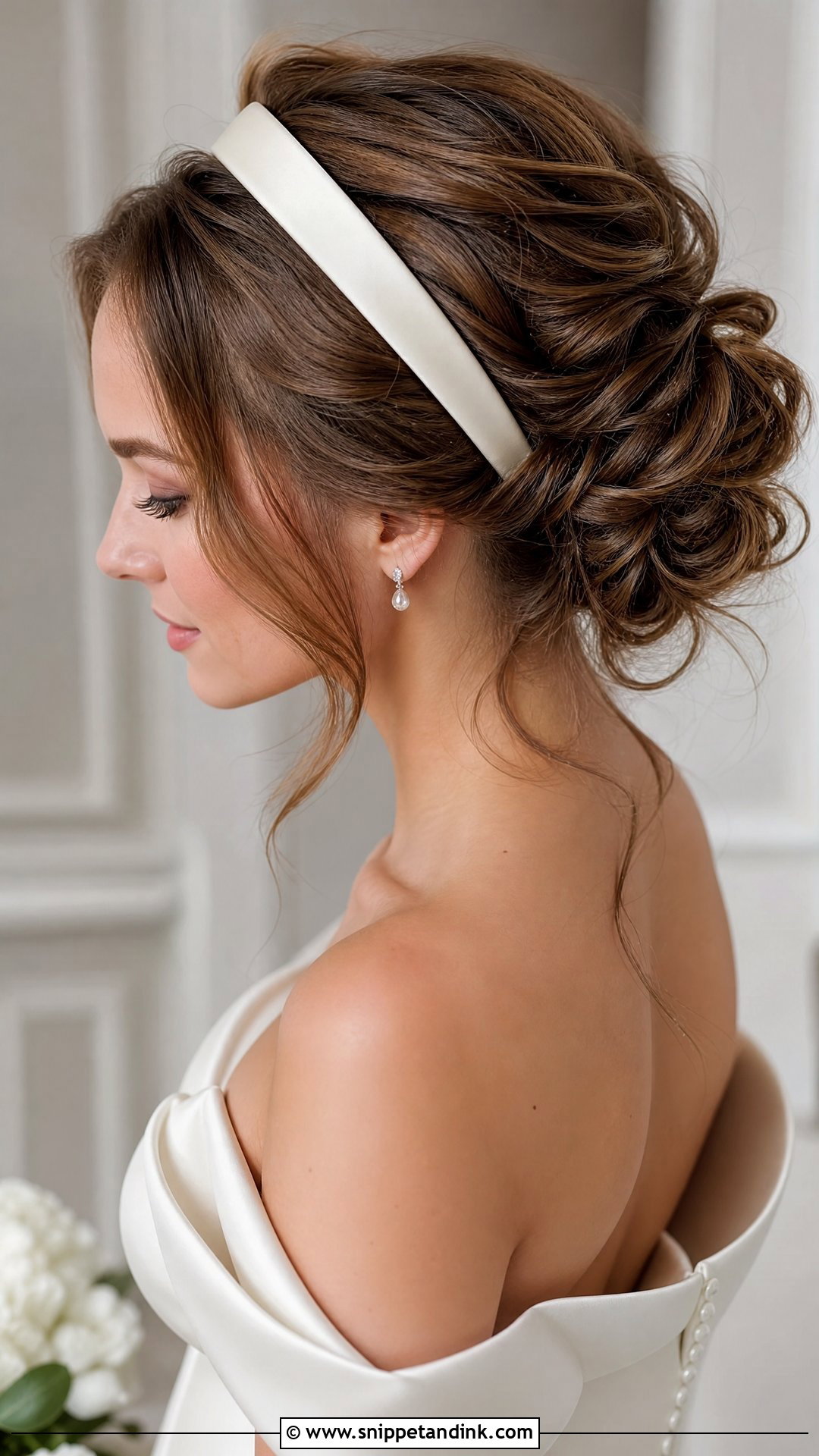 Textured Updo With a Bridal Headband - Snippet and Ink - 20 Party Wedding Hair Styles