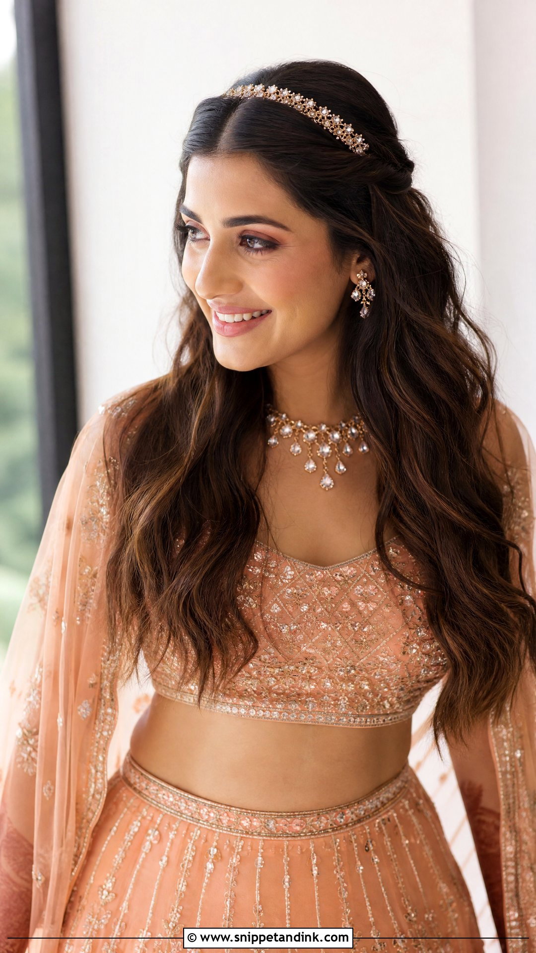 Textured Waves With Headband - Snippet and Ink - 20 Loose Indian Wedding Hairstyles
