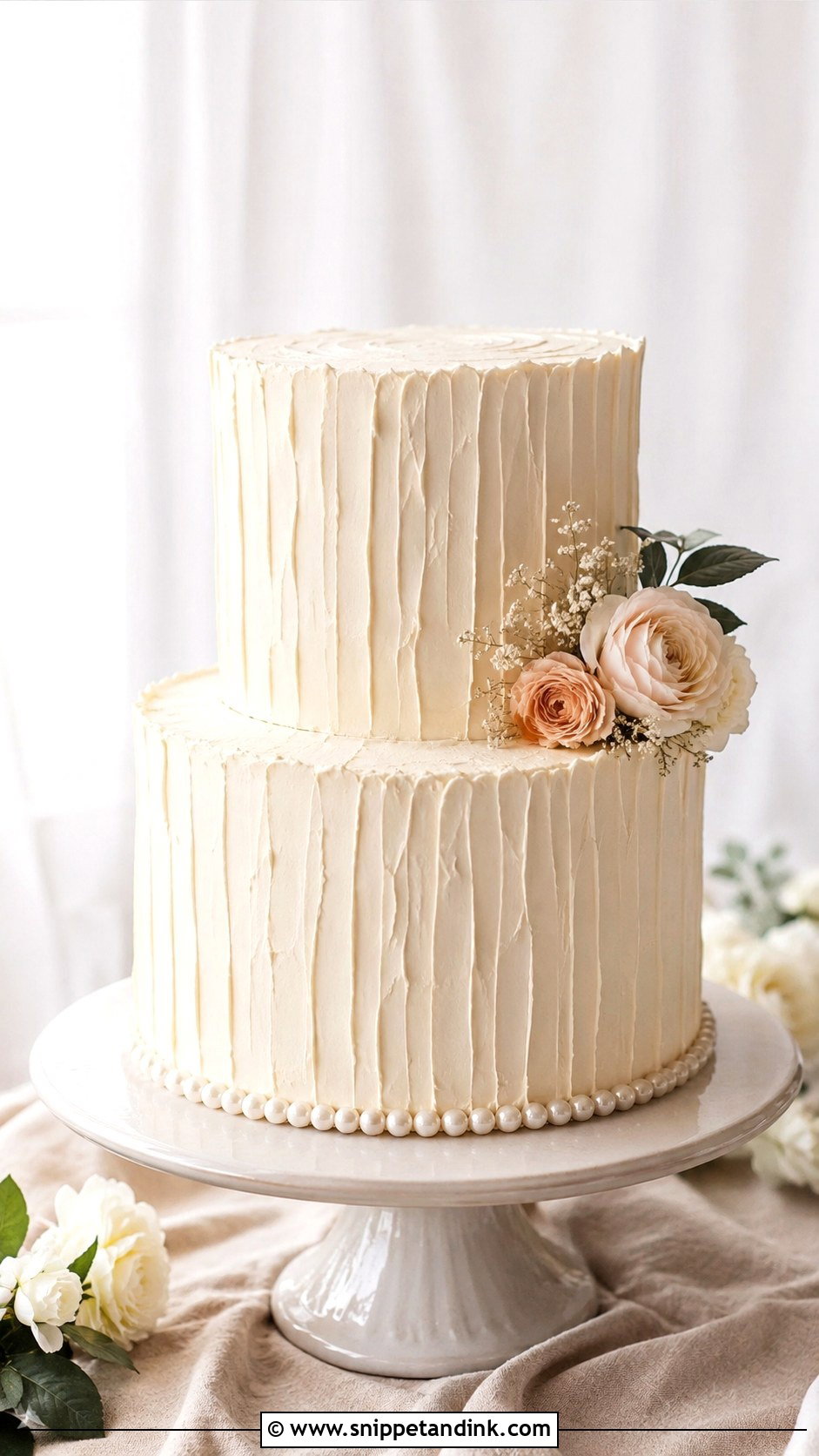 Textured Wedding Cake - Snippet and Ink - 20 Simple Deco Cake Ideas for Wedding