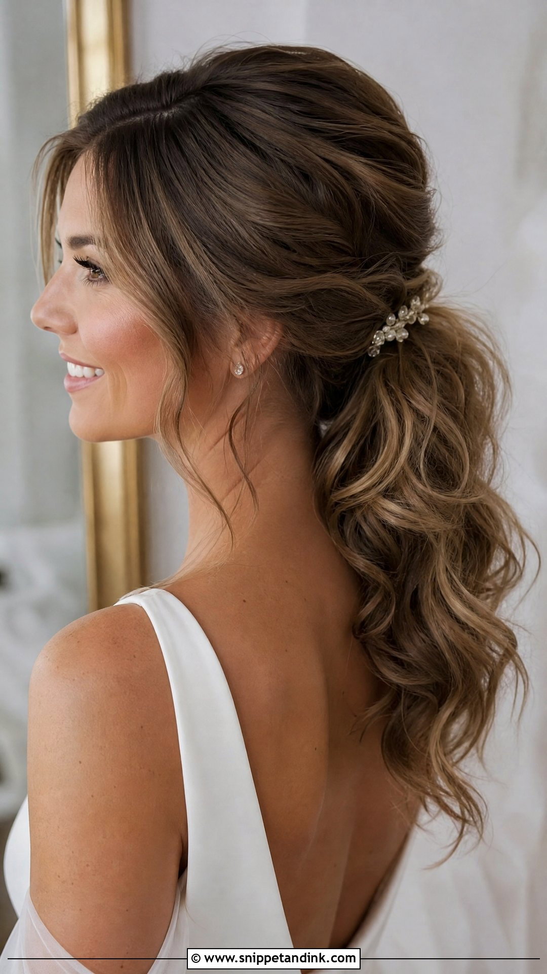 Textured Wedding Low Ponytail - Snippet and Ink - 15 Wedding Low Ponytail Ideas