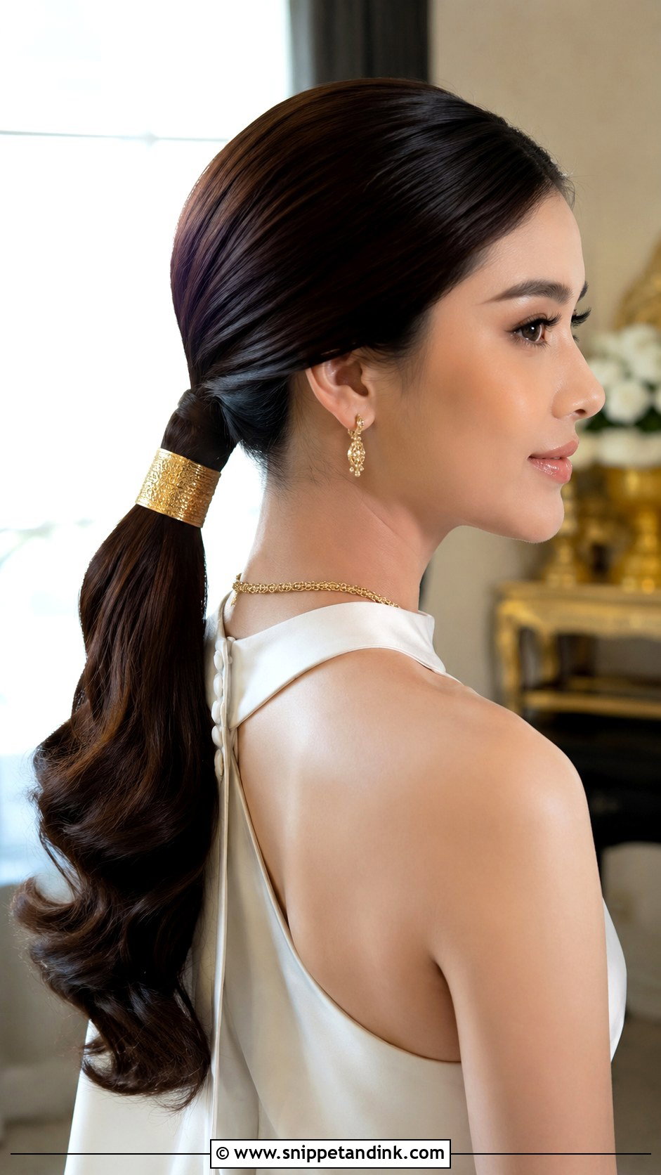 Thai Bridal Low Ponytail - Snippet and Ink - 15 Thai Bridal Hair Ideas
