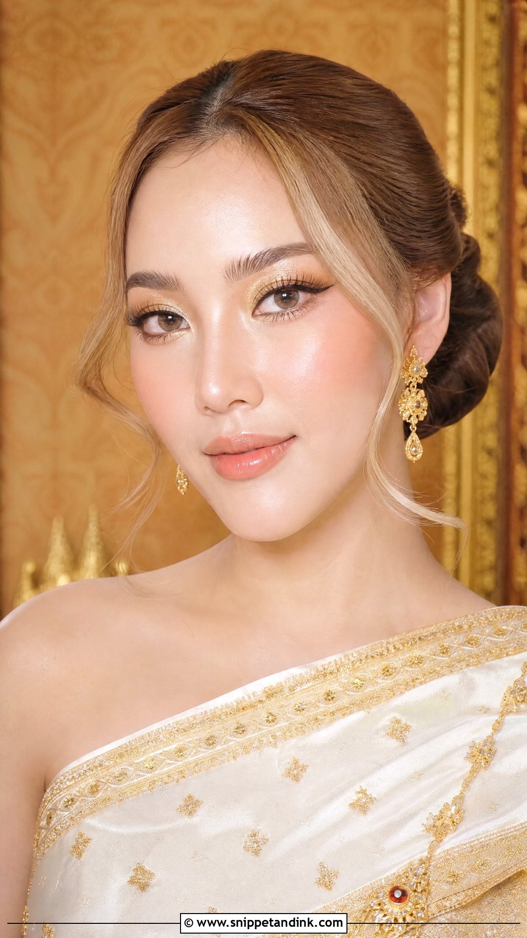 Thai Bridal Makeup With Gold Eyes - Snippet and Ink - 20 Thai Makeup Wedding Ideas