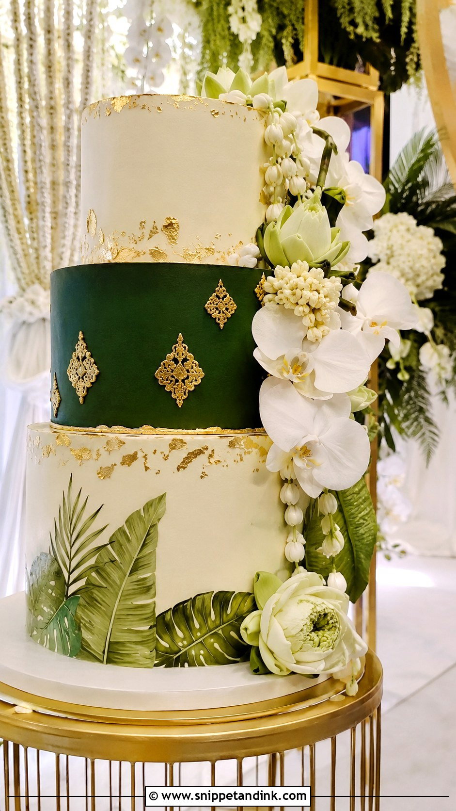 Thai Green And Gold Wedding Cake - Snippet and Ink - 20 Thai Wedding Cake Ideas