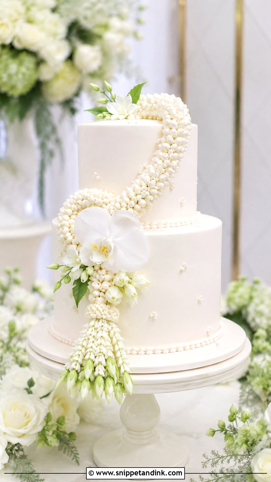 Thai Jasmine Garland Wedding Cake - Snippet and Ink - 20 Thai Wedding Cake Ideas