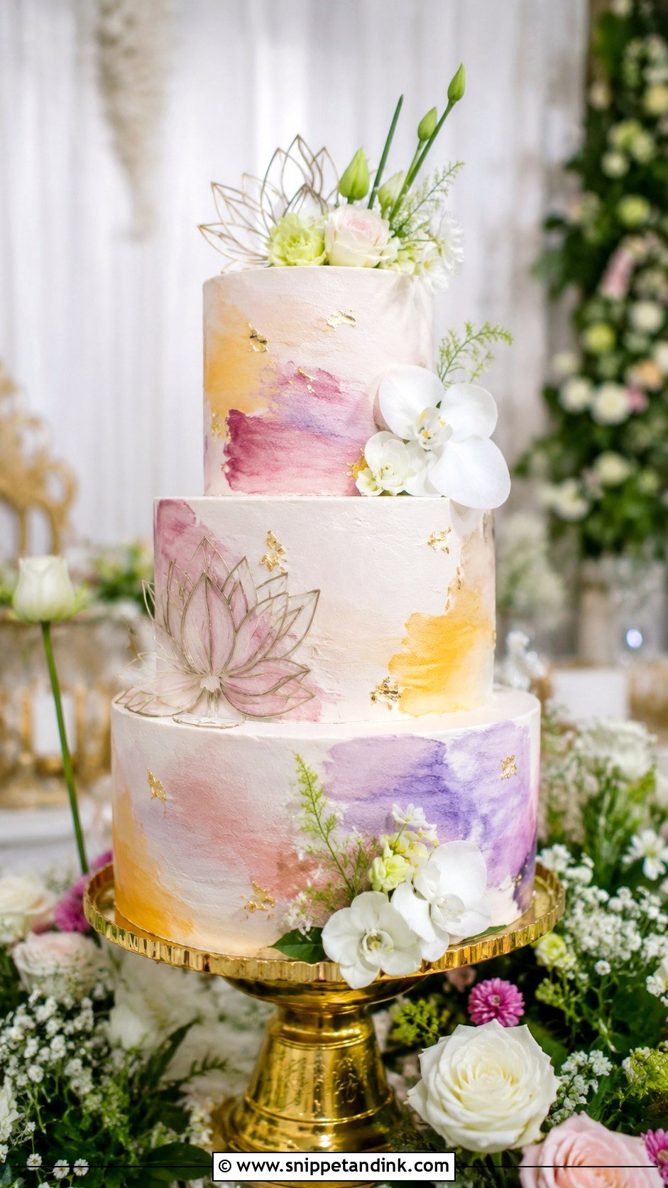 Thai Watercolor Wedding Cake - Snippet and Ink - 20 Thai Wedding Cake Ideas