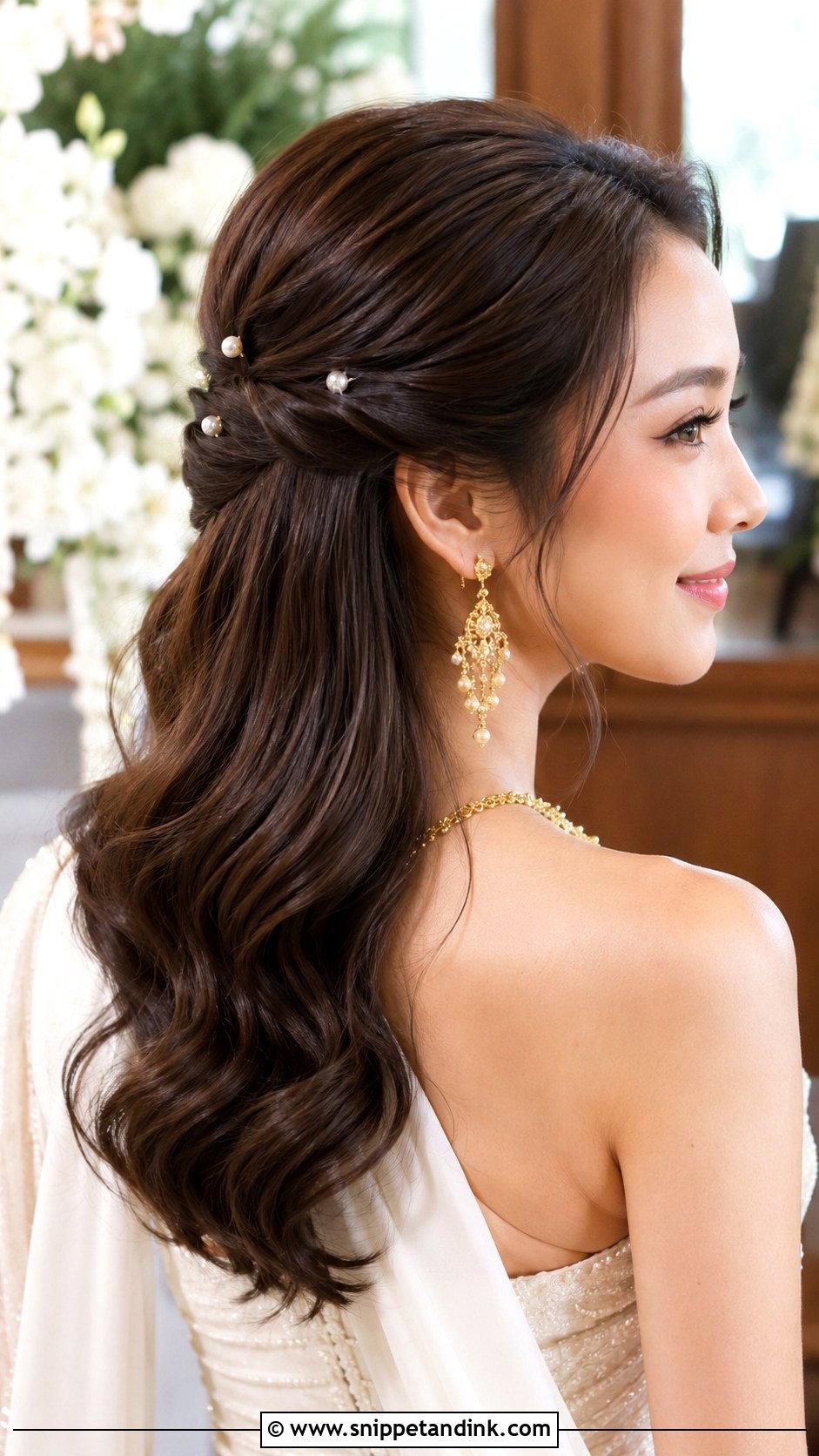 Thai Wedding Half Up Hair - Snippet and Ink - 15 Thai Wedding Hair Ideas