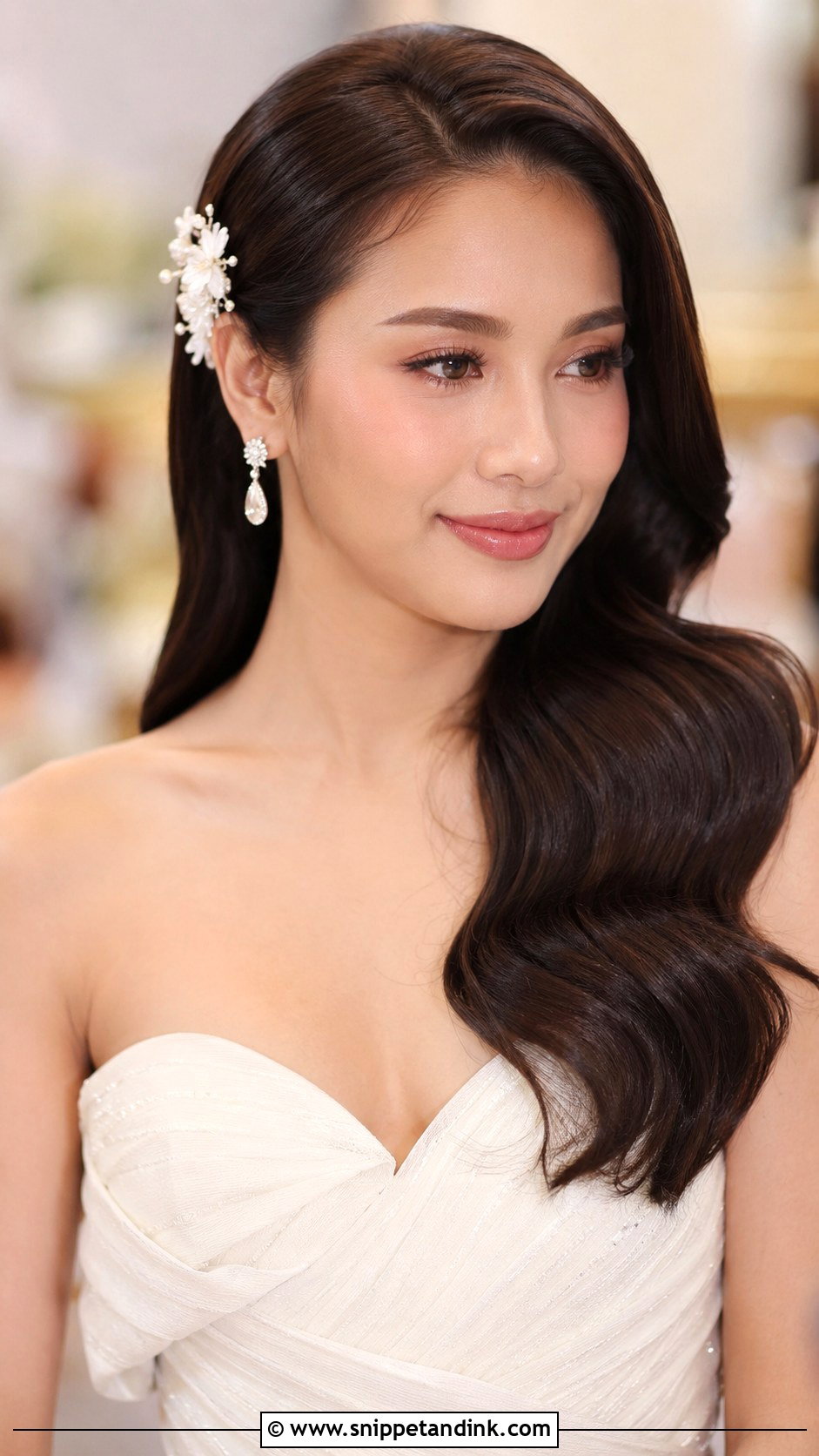 Thai Wedding Long Waves - Snippet and Ink - 15 Thai Wedding Hair Ideas