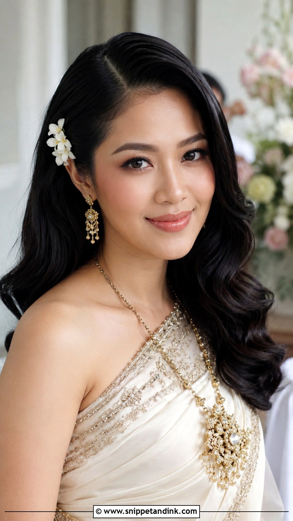 Thai Wedding Loose Curls - Snippet and Ink - 15 Thai Wedding Hair Ideas