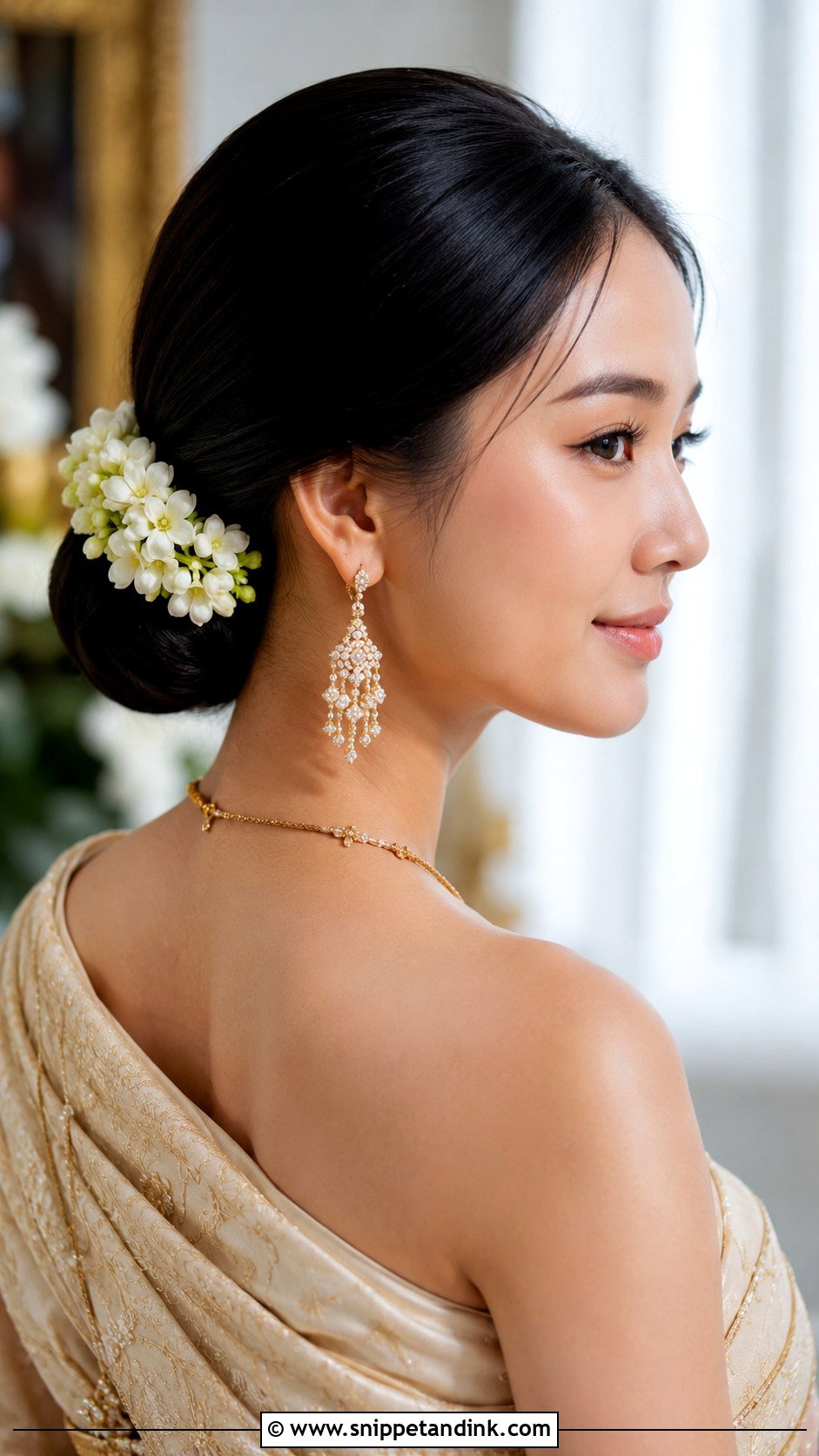 Thai Wedding Low Bun - Snippet and Ink - 15 Thai Wedding Hair Ideas