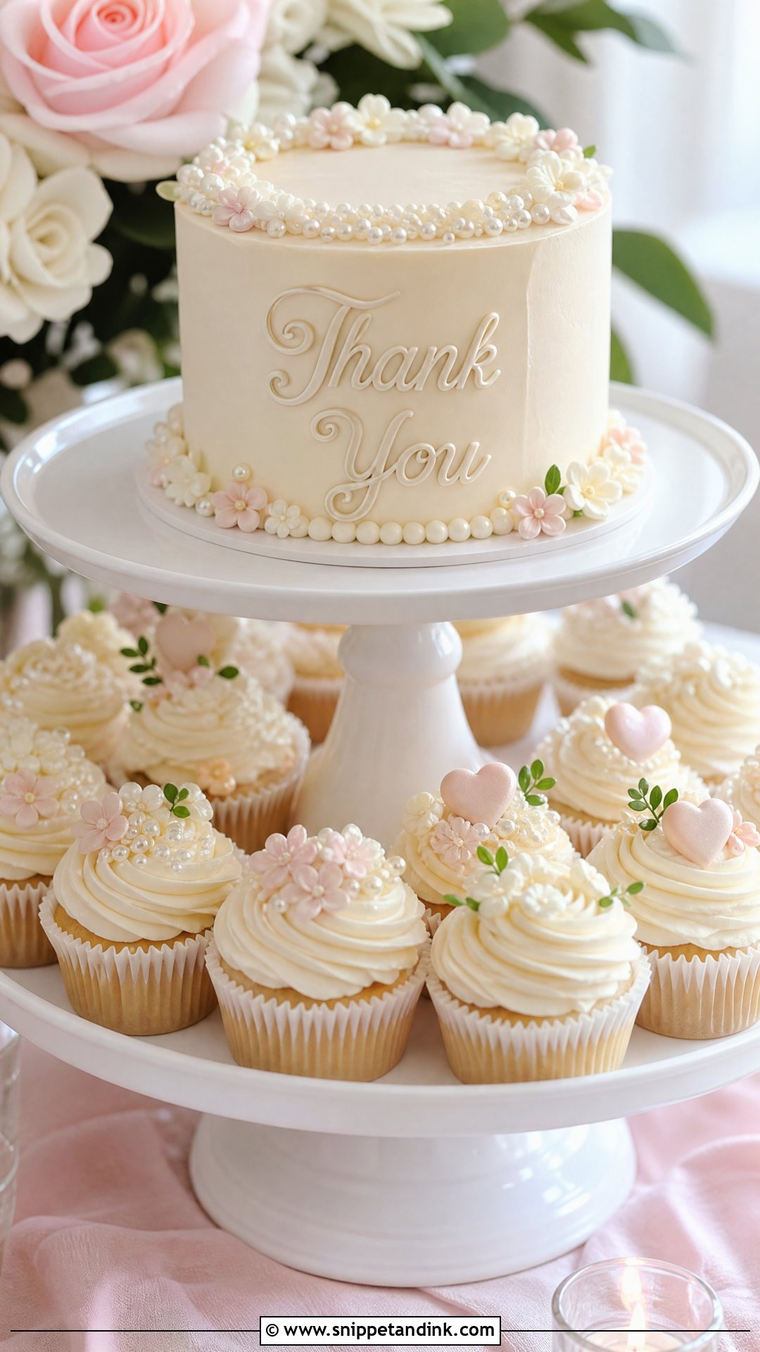 Thank You Wedding Cake With Cupcakes - Snippet and Ink - 20 Thank You Cake Design Ideas for Wedding