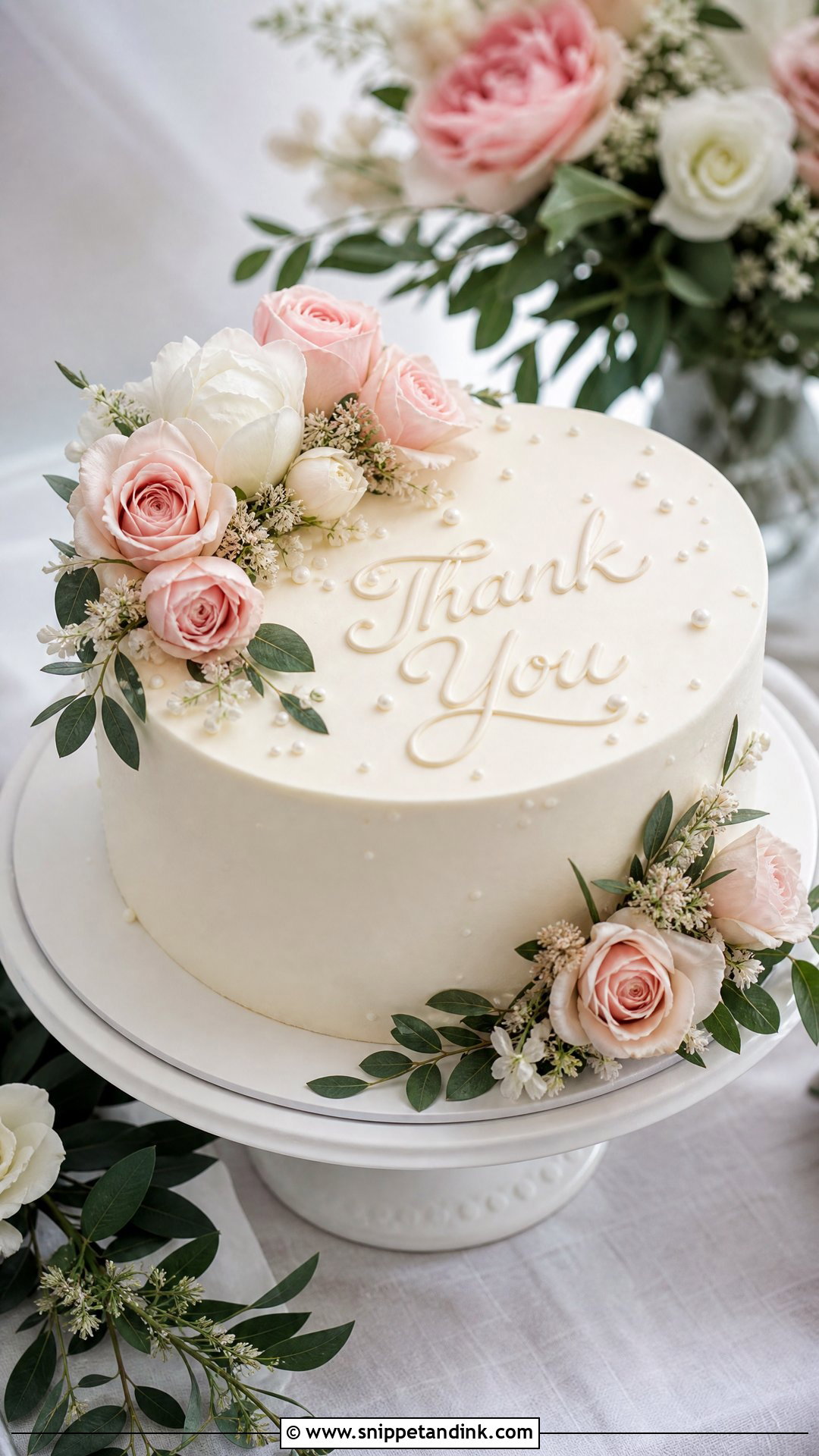 Thank You Wedding Cake With Flowers - Snippet and Ink - 20 Thank You Cake Design Ideas for Wedding