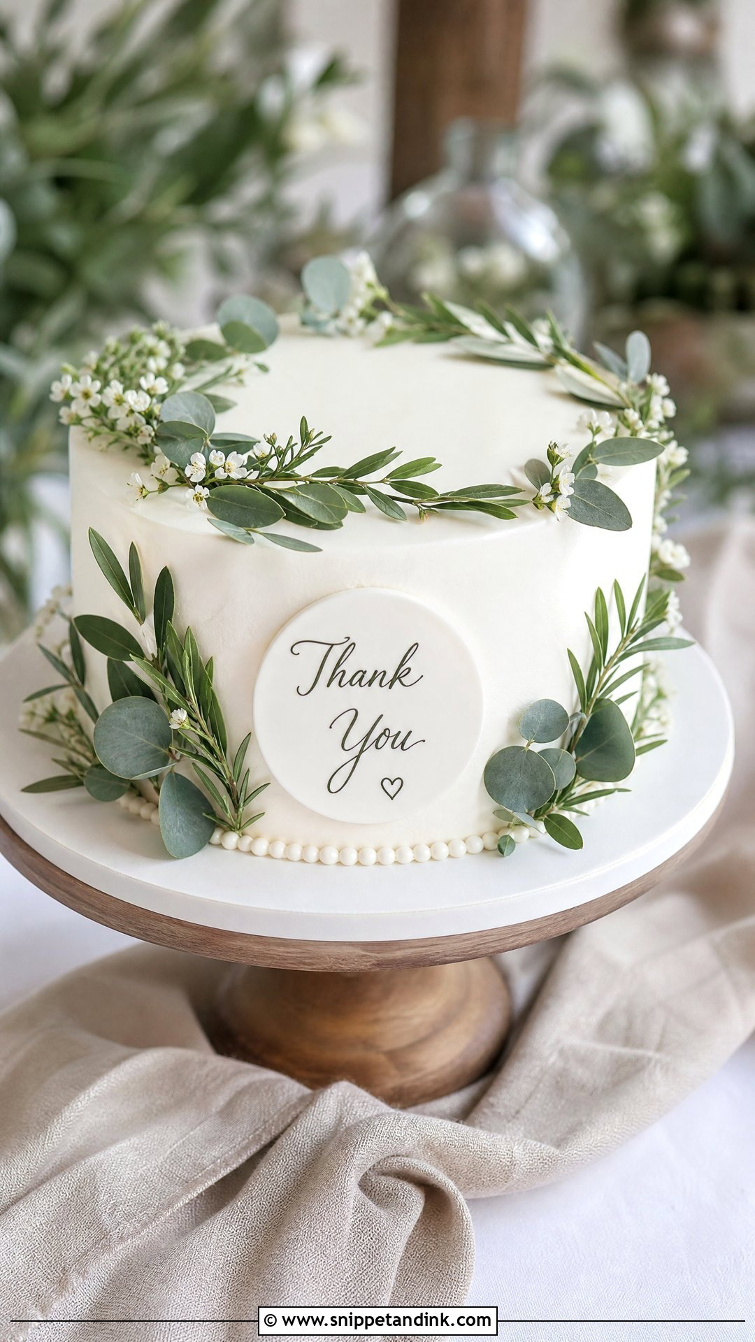 Thank You Wedding Cake With Greenery - Snippet and Ink - 20 Thank You Cake Design Ideas for Wedding