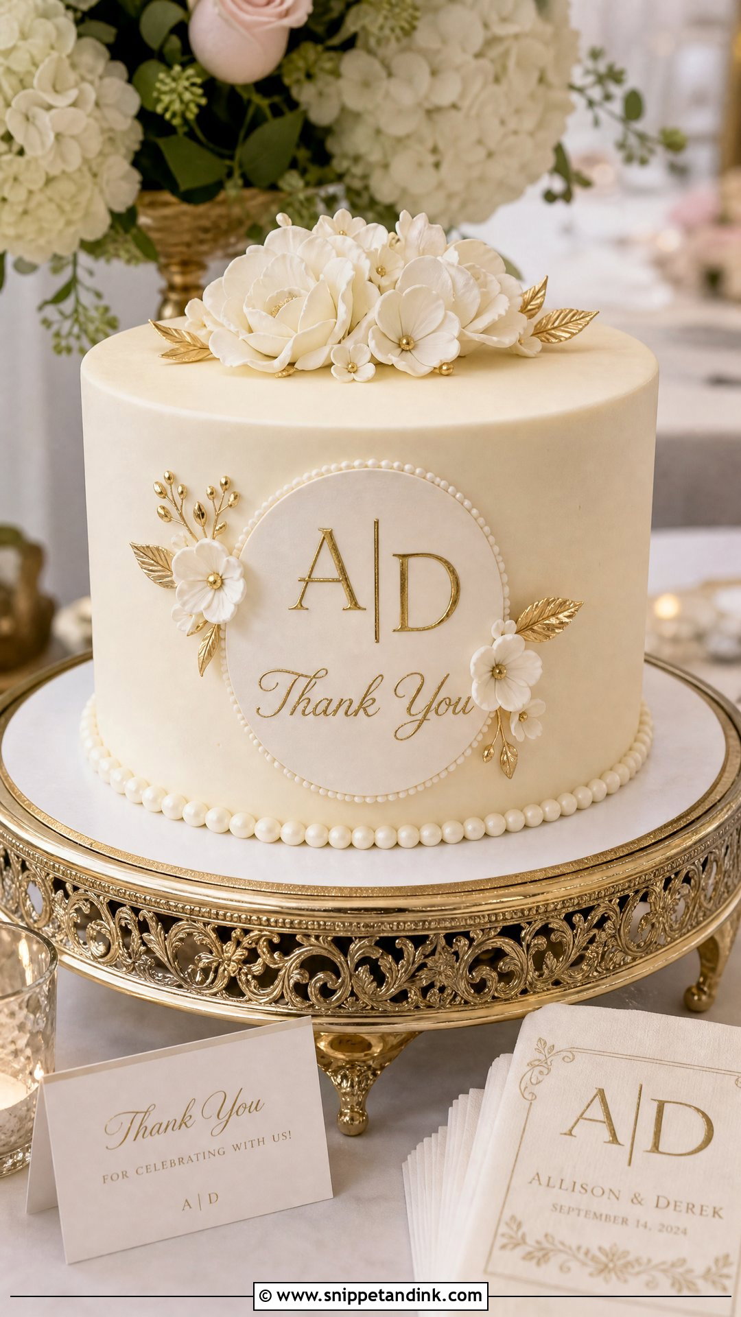 Thank You Wedding Cake With Monogram - Snippet and Ink - 20 Thank You Cake Design Ideas for Wedding