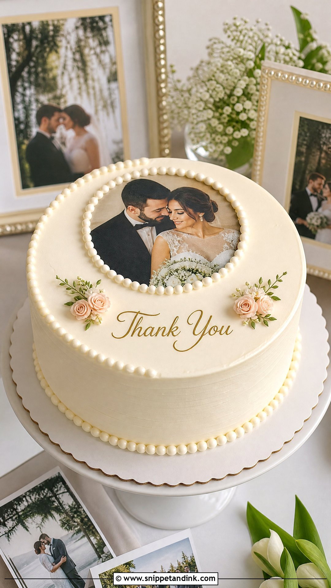 Thank You Wedding Cake With Photo - Snippet and Ink - 20 Thank You Cake Design Ideas for Wedding