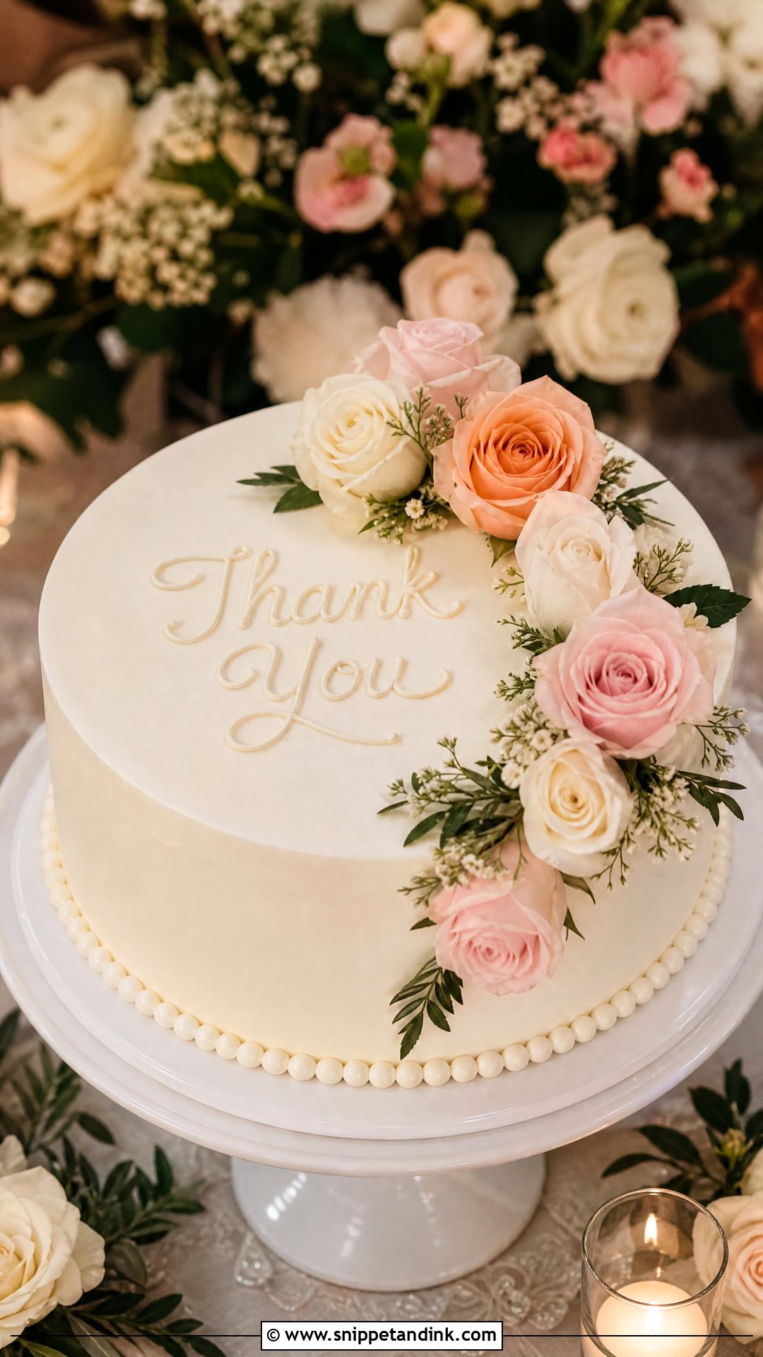 Thank You Wedding Cake With Roses - Snippet and Ink - 20 Thank You Cake Design Ideas for Wedding