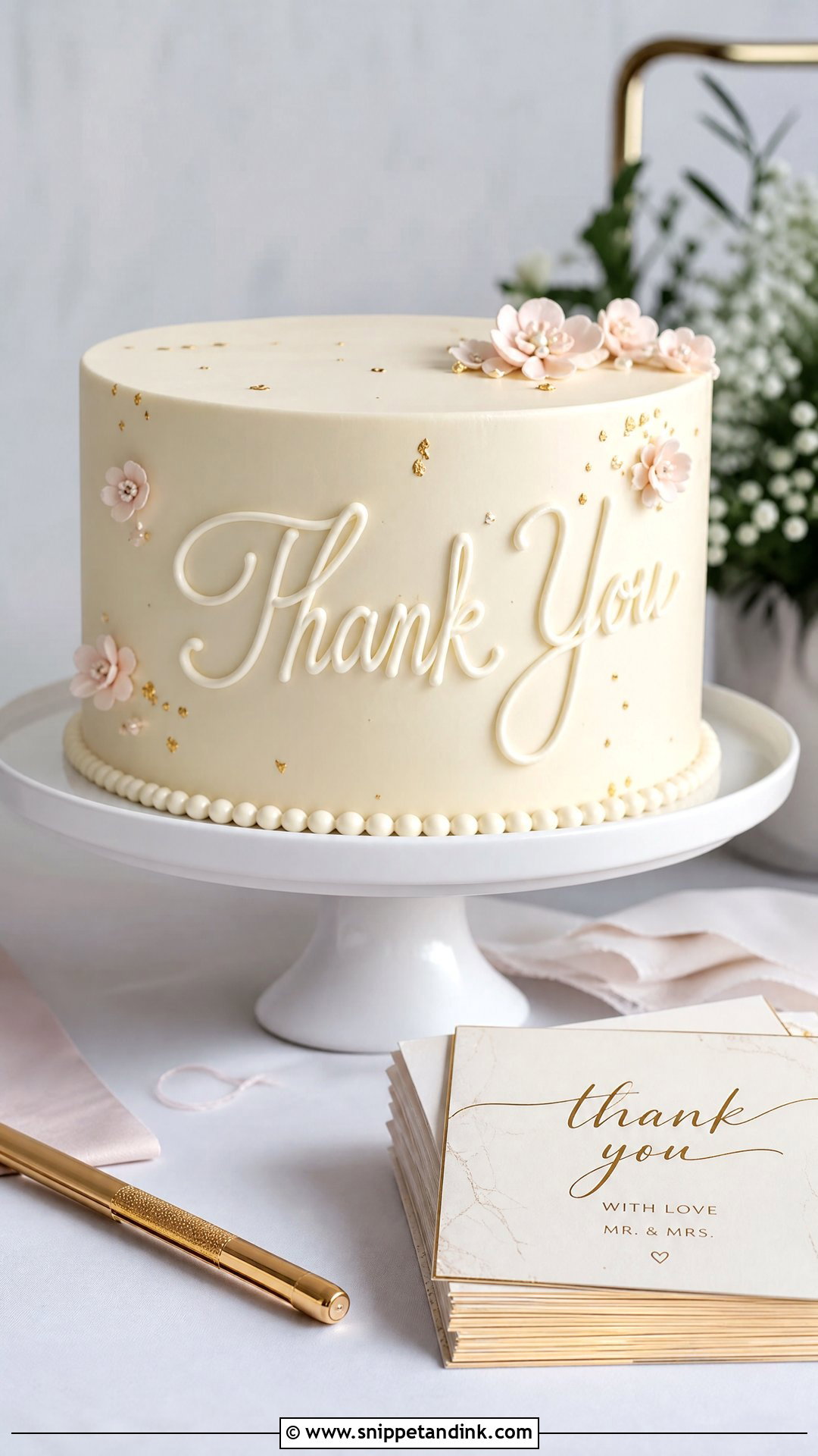 Thank You Wedding Cake With Script - Snippet and Ink - 20 Thank You Cake Design Ideas for Wedding