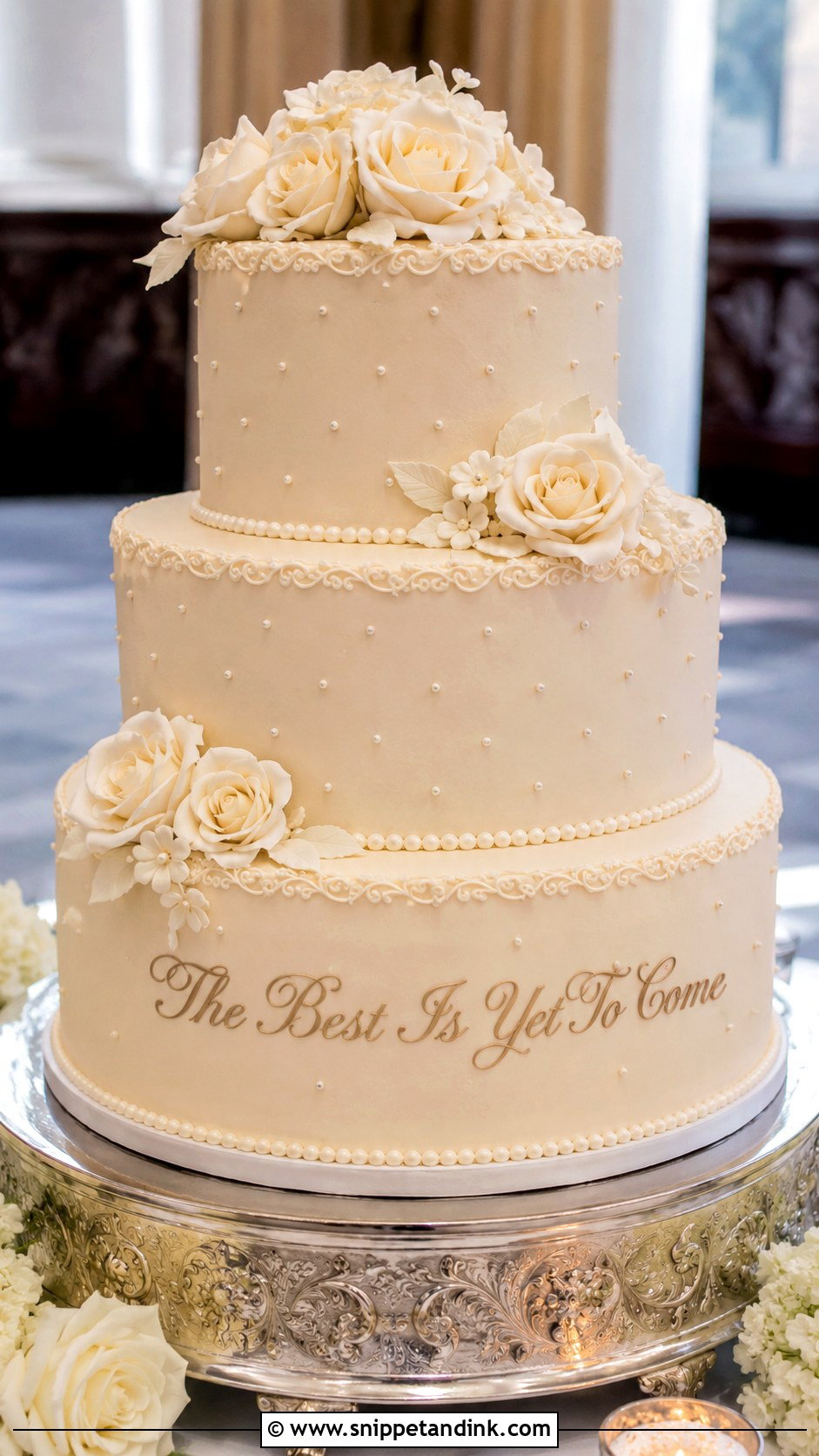 The Best Is Yet To Come Wedding Cake - Snippet and Ink - 20 Quote Cake Ideas for Wedding