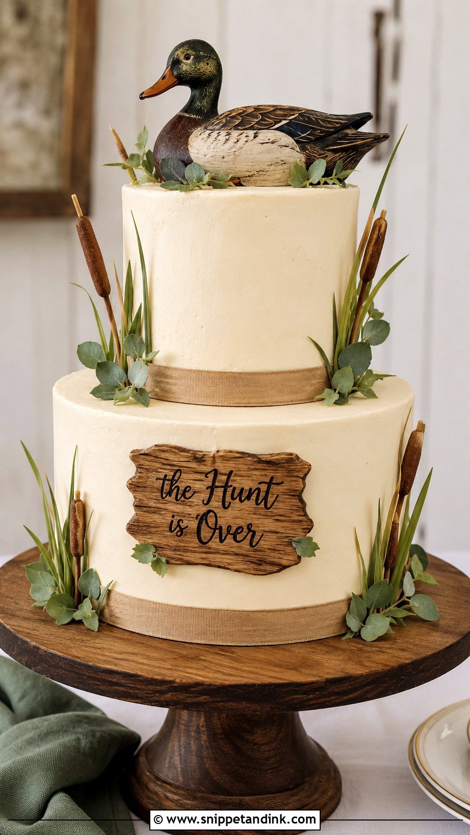 The Hunt Is Over Wedding Cake - Snippet and Ink - 20 Duck Hunting Wedding Cake Ideas