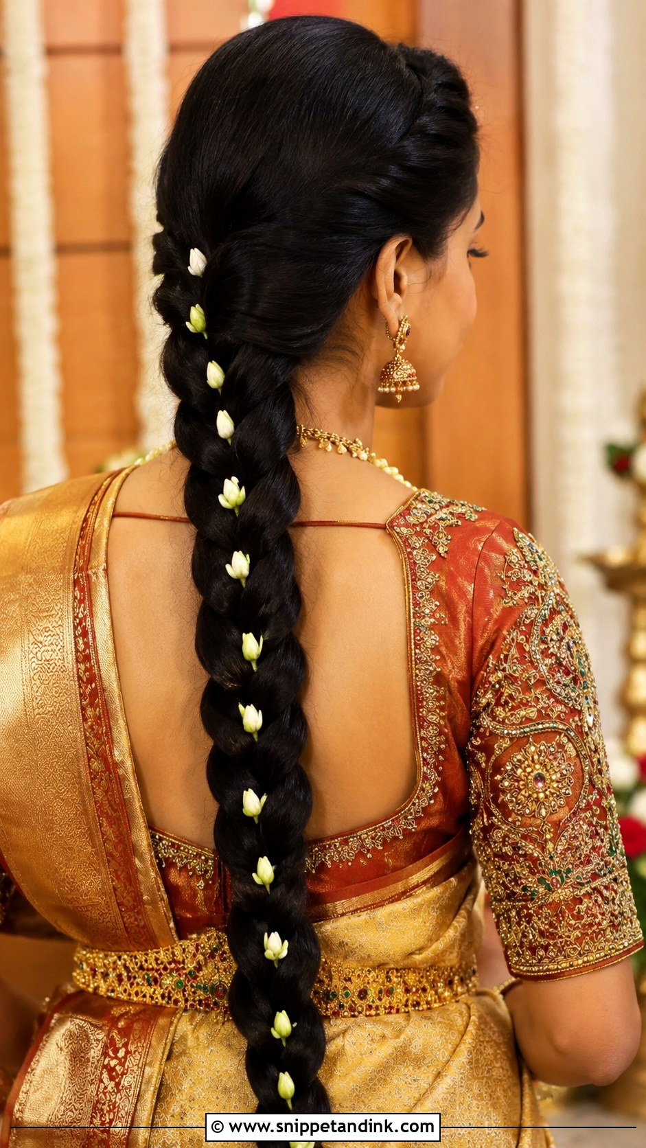 Thick Single Braid With Buds - Snippet and Ink - 30 South Indian Bridal Hairstyles