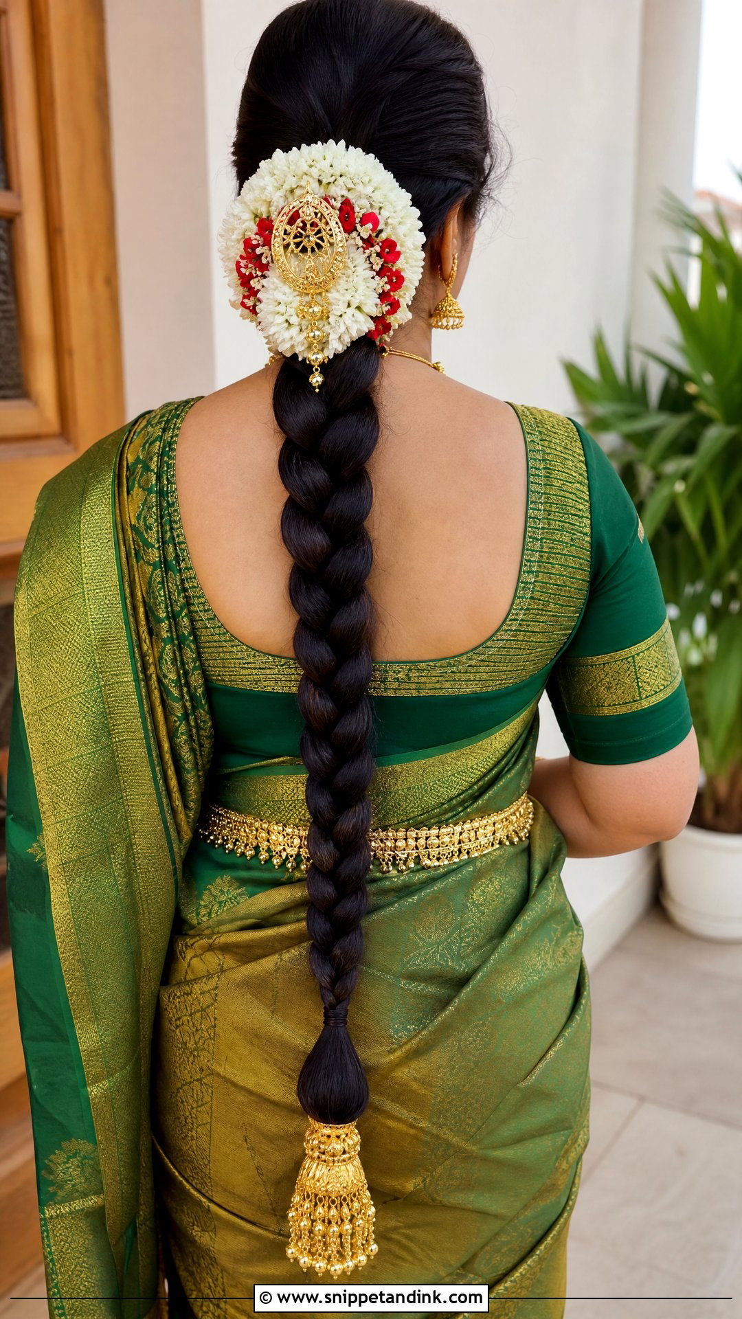Thick Single Braid With Gold Tassels - Snippet and Ink - 20 Indian Bridal Braids for Long Hair