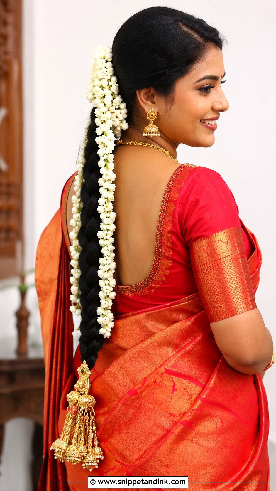Thick Single Braid With Kunjalam - Snippet and Ink - 25 Telugu Bride Hairstyles