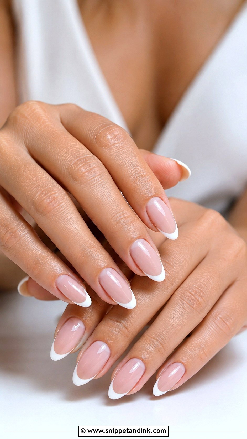 Thin French Almond Wedding Nails - Snippet and Ink - 20 Clean Wedding Nails