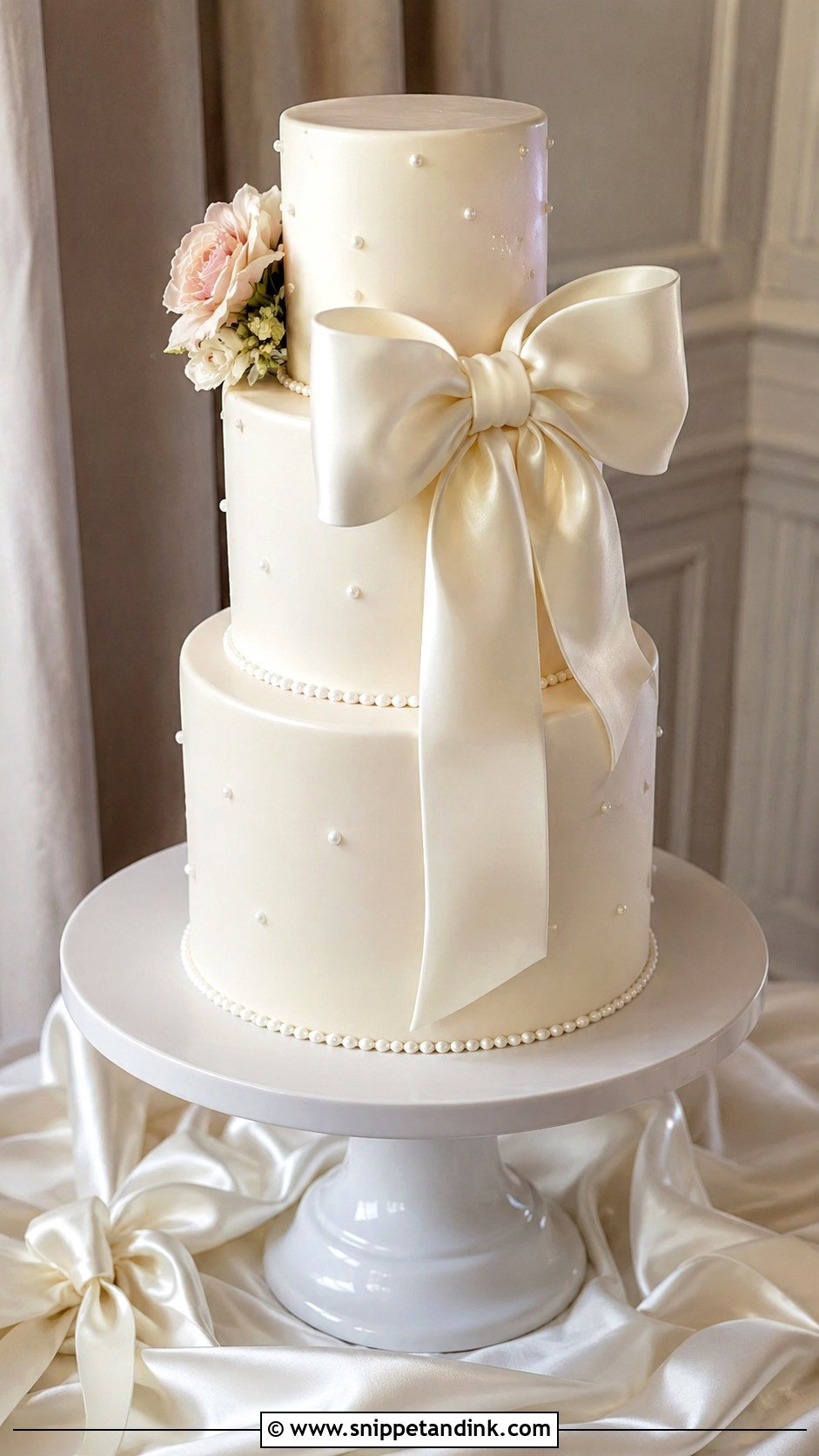 Three Layer Wedding Cake With Bow - Snippet and Ink - 20 Three Layer Cake Design Ideas for Wedding